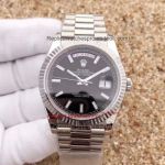 Copy Rolex Day-Date President Black Dial Stick Markers Stainless Steel Watch 40mm 